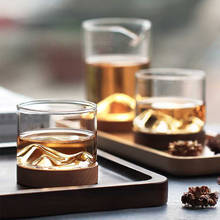 Taza de montaña creativa, taza de té, taza de café transparente con Base de madera resistente al calor, vaso de whisky, botella de agua y vino 2024 - compra barato