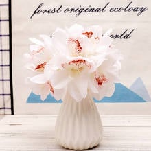 Белый Орхидея, искусственные цветы, пластиковые бабочки, букет моли, латексный натуральный на ощупь, искусственные цветы для украшения свадебного стола 2024 - купить недорого