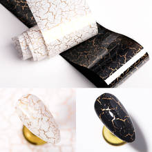 Folhas de unha série de mármore, protetor deslizante de transferência em ouro preto, papel, adesivo, decalques, embrulho, acessórios de decoração de unha, 1 rolo 2024 - compre barato