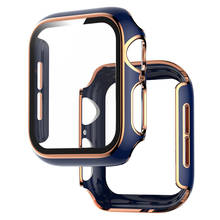 Capa leve com película de vidro para apple watch, capa protetora para modelos 6 5 4 3 2 com amortecedor de 40mm 44mm 38mm 42mm 2024 - compre barato