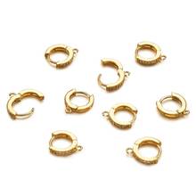 10pcs 15x2.5x13.5mm Environmental Golden Color Brass Earring Hoops Jewelry Findings with Cubic Zirconia for Women/Friends 2024 - buy cheap