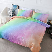 Jogo de cama infantil de arco-íris 3d, jogo de cama colorido para meninas, 2/3 pçs, realista, customizado, edredom 2024 - compre barato