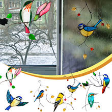 Casa dercor 7 pçs mancha de vidro janela tapeçarias pássaro bonito 3d decoração do carro filme da janela parede adesivos auto adesivo decorações 2024 - compre barato