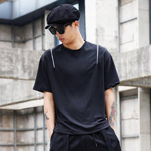 Мужская летняя новая черная Повседневная футболка на молнии с коротким рукавом, мужские свободные футболки в стиле хип-хоп 2024 - купить недорого