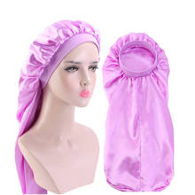 Satin Bonnet Double Layer Silky Lined Long Bonnet Solid Color Night Sleep Cap For Long Braids Head Wrap Hair Care Ladies Hat 2024 - buy cheap