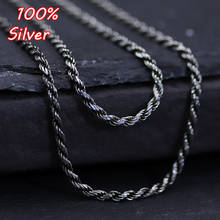 Genuine 925 Sterling Silver Retro Twist Chain For Men and Woman 45/50/55/60/65/70/75mm Long Chain Necklace Vintage Accessories 2024 - buy cheap