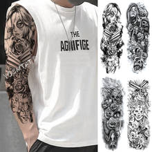 Водостойкие временные тату-наклейки на всю руку, крутая девушка, пистолет с розой, Череп, боди-арт, имитация искусственных татуировок для мужчин и женщин 2024 - купить недорого