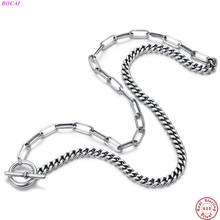 BOCAI Solide-collar de plata de ley S925 para mujer, cadena sencilla para clavícula, Chaoren de plata tailandesa, joyería 2024 - compra barato