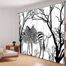 Светонепроницаемые шторы для гостиной, с 3D-принтом, черно-белые полосатые, полосатые, с изображением зебры, для детской спальни 2024 - купить недорого