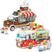 Mini Car Building Blocks Pizza Coffee Store Model Figures Food Truck Bricks Kit Girls Educational Toys for Kids Christmas Gift 2024 - buy cheap