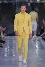 Traje de hombre amarillo, chaqueta para novio, esmoquin de 2 piezas, traje de fiesta de noche, fiesta de graduación, celebración, abrigo con pantalones, novedad 2024 - compra barato