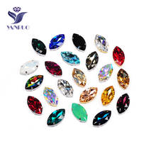 YANRUO 4227 Navette 17x32mm large horse eyes stones gold claw sew on strass glass rhinestone beads for dress clothes jewelry 2024 - buy cheap