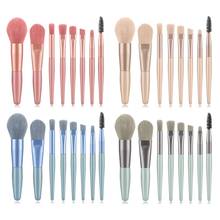 New 8pcs Mini Makeup Brush Set Matte Wooden Handle Soft Hair Powder Eyeshadow Lip For Make Up Brush Set Cross Border Beauty Tool 2024 - buy cheap