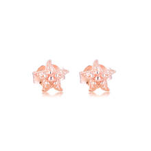 Brincos de prata esterlina 925 femininos, brincos com textura de estrela, ouro rosado, joias da moda 2024 - compre barato