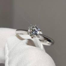 Anel de moissanite branca 18k, anel clássico de 6 pinos, 0.5 quilate, 5mm, anel de aniversário, anel de noivado 2024 - compre barato
