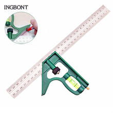 INGBONT-Regla de ángulo transportador ajustable de 12 pulgadas, regla cuadrada de combinación, nivel de burbuja de acero inoxidable, herramienta de medida de carpintero de 300MM 2024 - compra barato