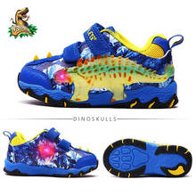 DINOSKULLS Children 20 Autumn Genuine Leather Shoes LED Sneakers Boys Dinosaur With Light 3-8T Kids Fashion Outdoor Sports Shoes 2024 - buy cheap