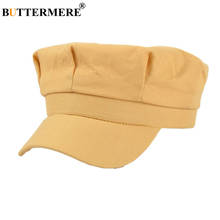 BUTTERMERE Spring Summer Newsboy Hat Cap Women Cotton Yellow Flat Cap Ladies Solid Casual Hats for Women Accessories 2024 - buy cheap