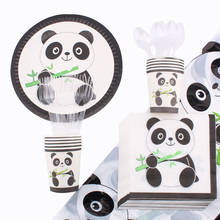57Pc/Set Panda Theme Disposable Tableware Birthday Decoration Baby Shower Plate Spoon Tablecloth Cups Napkin Fork Party Supplies 2024 - buy cheap