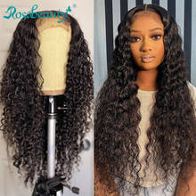 Парики Rosabeauty из натуральных бразильских волос, крупными волнами, 4x4, с застежкой, плотность 180, для чернокожих женщин 2024 - купить недорого