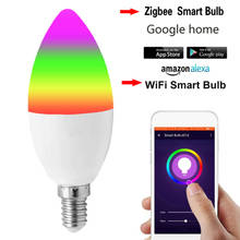 Smart Home Tuya Zigbee 3.0 Smart Candle Bulb RGBCW 5W LED Voice Control Works With Alexa Google Home 2024 - buy cheap