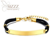 SIZZZ 2020 Stainless steel curved brand wax rope adjustable hot sale bracelet&bangles for men 2024 - buy cheap