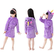 Crianças flanela unicórnio macio com capuz roupão de banho das crianças roupão de banho roupão de banho kugurumi animal pijamas para meninas meninos 2024 - compre barato