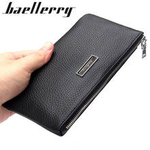 Baellerry Soft Leather Wallet Male Clutch Wallets Genuine Leather Long Purse Business Wallet Zipper Card Holder Mobile Phone Bag 2024 - buy cheap