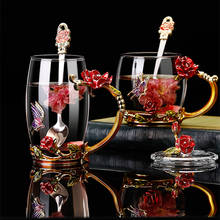 Креативная эмалированная цветная бабочка любовь цветок Роза чайная чашка стеклянная Бытовая термостойкая водостойкая чашка молочный чай чашка женский подарок 2024 - купить недорого