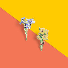 Custom Dried flowers Sunflowers Iris Enamel Pin Brooches Bag Clothes Lapel Pin Badge Plant Jewelry Gift for Lover for girlfriend 2024 - buy cheap