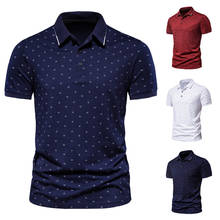2021 New Summer Fashion Fashion Men's Printed Lapel Slim Business Casual Short Sleeve Polo Shirt Men 2024 - buy cheap