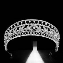 Новая свадебная тиара Стразы в форме короны листьев из сплава с кристаллами, свадебные аксессуары для волос 2024 - купить недорого