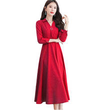 Women's Clothing Long Sleeve Cotton Linen Autumn Women Dress 2022 New Large Size V-Neck Medium Long Casual Female Dress NBH31 2024 - buy cheap