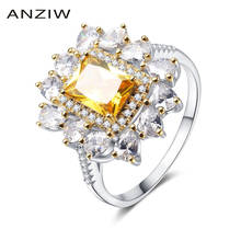 Luxury Women Big Flower Yellow Halo Ring 925 Sterling Silver Engagement Wedding Ring Jewelry for Women Party Gift bagues femmes 2024 - buy cheap