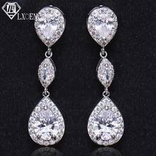 LXOEN Fashion Female Crystal Drop Water Drop Earrings Silver Color White Zircon Earrings Wedding Jewelry Long Dangle Earrings 2024 - buy cheap