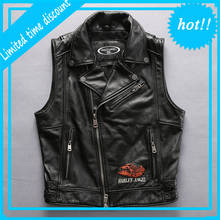 2020 Motorcycle top cowhide leather vest men large size short slim street vest top quality brand genuine leather vintage vest 2024 - buy cheap