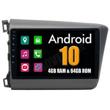 Roverone-rádio gps com tela sensível ao toque, android 10, octa core, para honda civic 2012, 2013, 2014, tocador multimídia, estéreo, bluetooth 2024 - compre barato