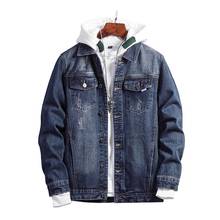 Mcikkny jaqueta jeans masculina casual tipo cargo, jaqueta folgada, estilo caminhoneiro, roupa para áreas externas, plus size 2024 - compre barato