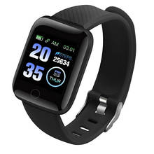 Smart watch 116 plus com tela colorida, relógio inteligente com monitoramento de frequência cardíaca e pressão arterial, à prova d'água, fitness, fku66 2024 - compre barato