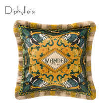 Diphylleia-funda de cojín de estilo rústico, funda de almohada de terciopelo con flecos para jardín americano y exterior, Coussins de lujo 2024 - compra barato