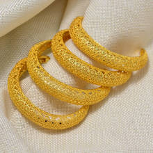 Pulseras de boda árabe de Dubái para mujer y niña, brazaletes de oro indio, brazaletes de bola de cobre, joyería nupcial, 4 Uds. 2024 - compra barato