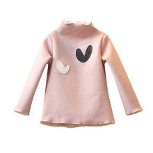 Осенне-зимний свитер для девочек; Детские свитшоты; детская одежда; футболка с длинным принтом «любовь»; вельветовые плотные свитера с высоким воротником 2024 - купить недорого