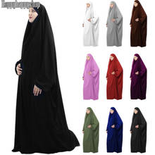 Мусульманский Исламский женский хиджаб платье свободная абайя кафтан полное покрытие платье химар молитва ОАЭ одежда с капюшоном Арабская женская одежда 2024 - купить недорого