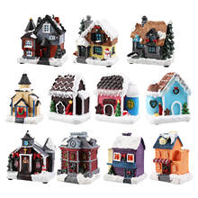 Christmas House Decor LED Light Resin Village Ornament Gift Desktop Decoration 2024 - buy cheap