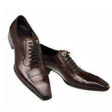 Zapatos de estilo británico para hombre, calzado Formal de negocios con cordones, estilo Derby, piel auténtica, punta cuadrada, talla grande 2024 - compra barato