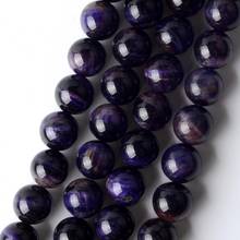 Contas de pedra natural roxo olho de tigre, espaçador redondo para fazer joias 6/8/10mm pedra mineral para pulseiras 15 cordão 2024 - compre barato