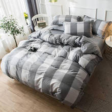 Conjunto de cama de edredon, 4 peças, algodão macio, xadrez, luxo, queen, tamanho king 2024 - compre barato