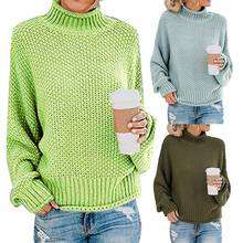 Осень-зима, женский свитер, базовый Женский пуловер, рукав "летучая мышь", однотонный, Повседневный, вязаный, уличная одежда, пуловер, женский свитер 2024 - купить недорого