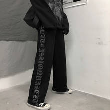 Брюки-карго женские в готическом стиле, повседневные джоггеры с надписью, уличная одежда, брюки в стиле Харадзюку, брюки в стиле хип-хоп/рок, панк, черные 2024 - купить недорого
