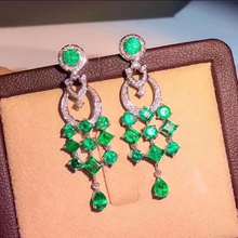 Natural Real Green Emerald gem earrings for beauty silver jewelry birthday party gift Earring 2024 - buy cheap